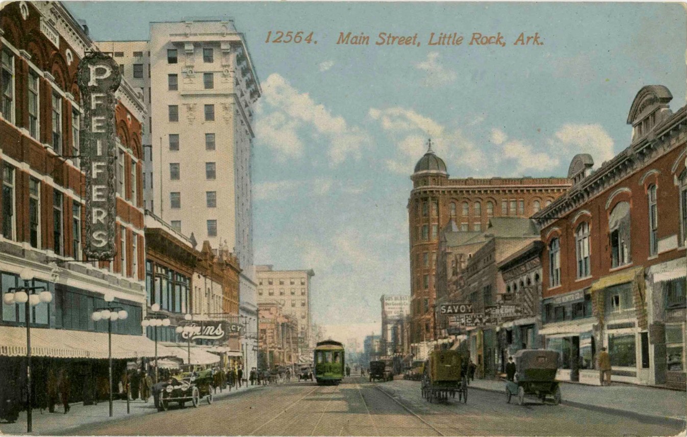 A graphic of historical downtown Main Street, Little Rock, AR.