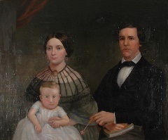 ASA_Exhibit_Brushed_into_History_Augustus_Gar Painting of a family of three.