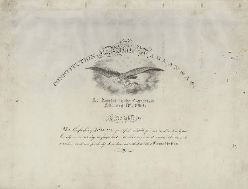 The first page of the 1868 Arkansas Constitution