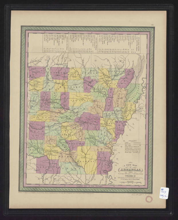 A New Map of Arkansas, dated 1851