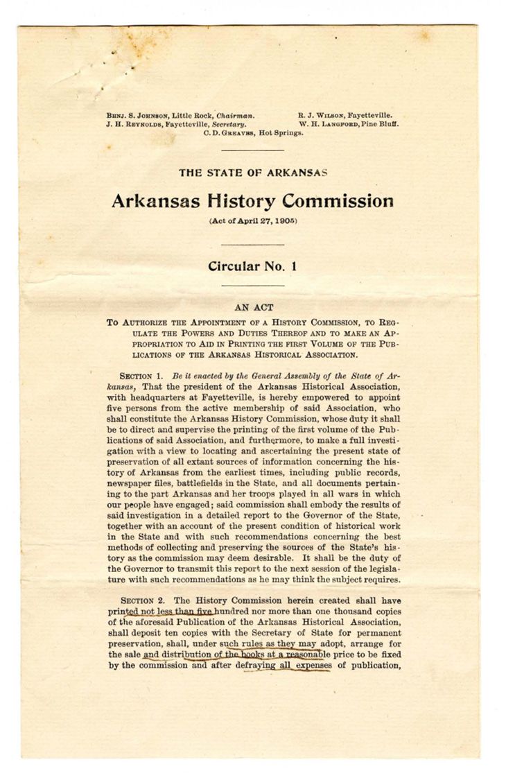 Arkansas History Commission Arkansas History Commission
