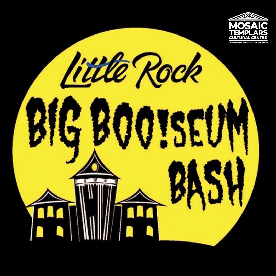 A large yellow moon behind black houses with creepy text reading Big Boo!seum Bash