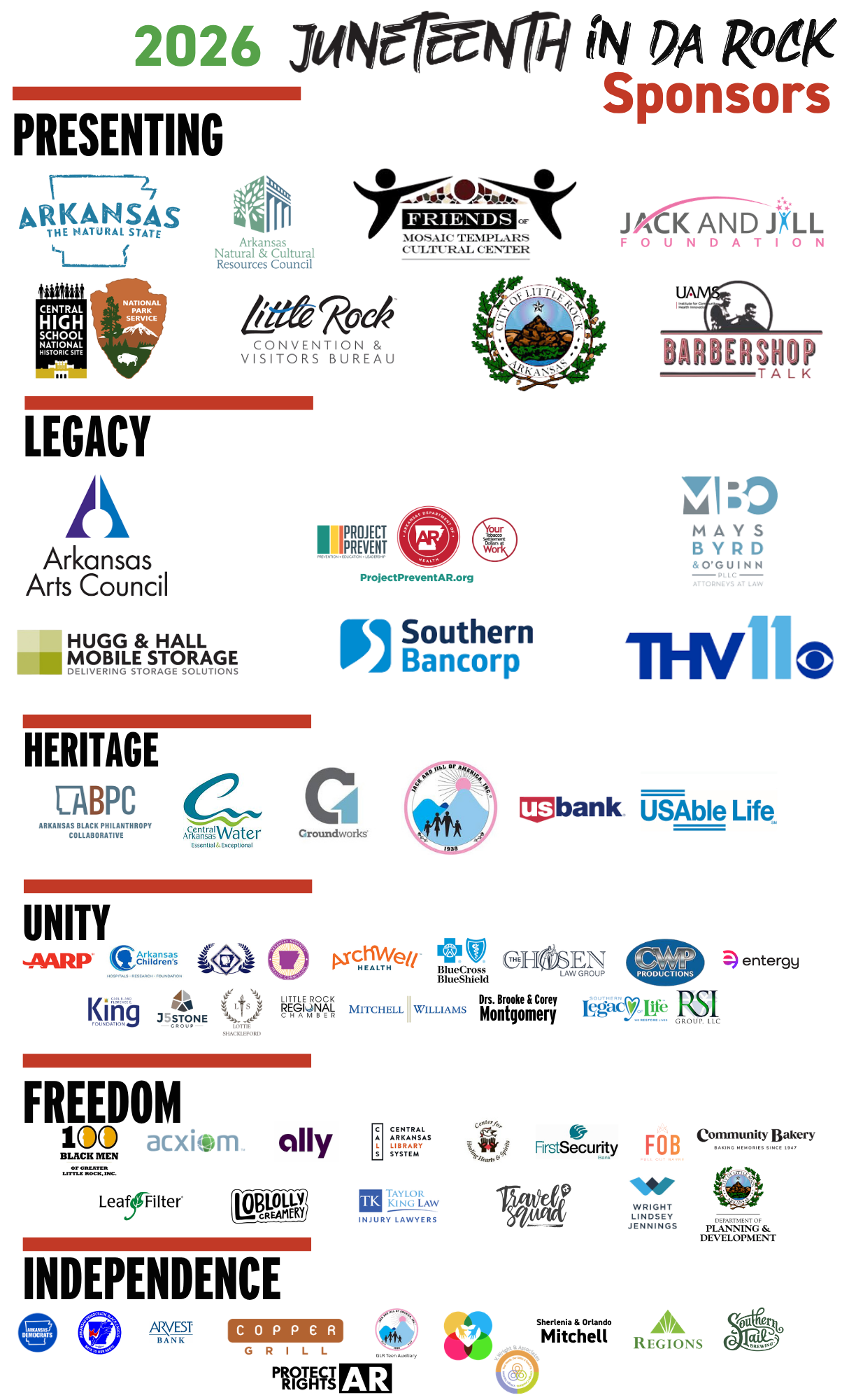 Sponsor Logos of the 2025 Junteenth Sponsors